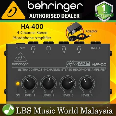 Behringer Ha 400 Microamp Microamplifier Ultra Compact 4 Channel Stereo