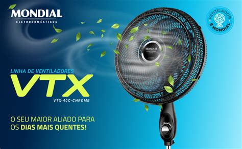 Ventilador Coluna Cm Super Turbo Mondial Preto Azul W V