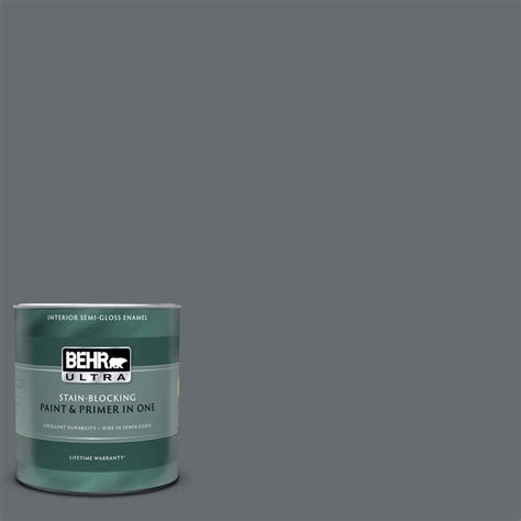 BEHR ULTRA 1 Qt 770F 5 Dark Ash Semi Gloss Enamel Interior Paint And