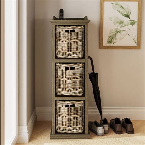 Handmade Kubu Rattan 3 Basket Storage Unit Furnished With Style