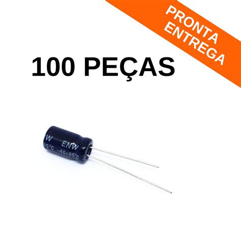 Kit 100 Peças Capacitor Eletrolítico 10uf 16v 85ºc 5x11 Enw Capacitores Achei Componentes