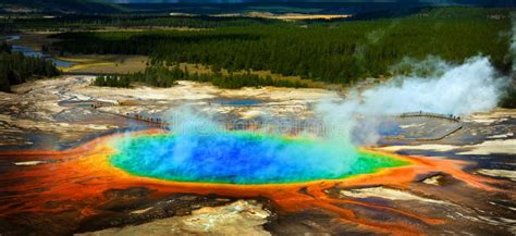 Grand Prismatic Pool Yellowstone National Park Stock Photo Image Of