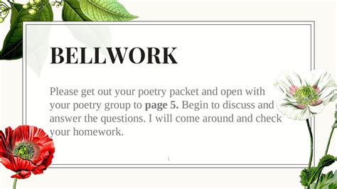 Bellwork Please Get Out Your Poetry Packet And Open With Your Poetry