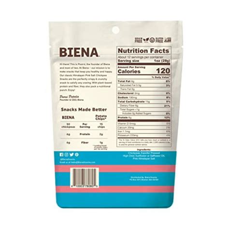 Biena Chickpea Snacks Himalayan Pink Salt Gluten Free