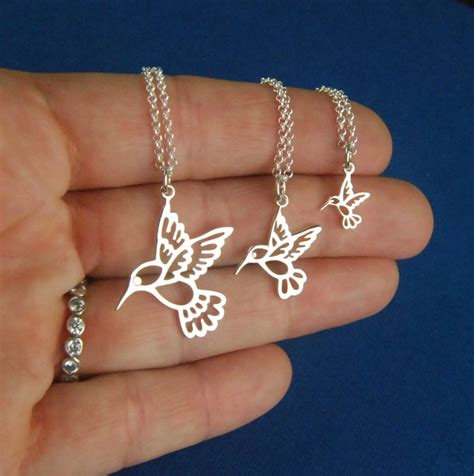 Hummingbird Charm Necklace In Sterling Silver Sterling Silver