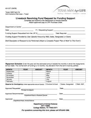 Fillable Online Agrilifeas Tamu Livestock Revolving Fund Request For