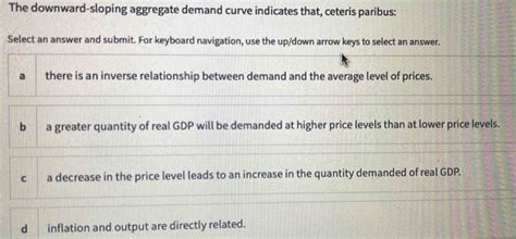 The Downward Sloping Aggregate Demand Curve Indicates That Ceteris