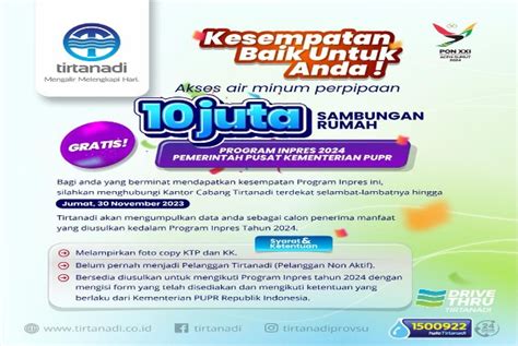 Tirtanadi Dukung Program Juta Sambungan Rumah Gratis Inspirasinews