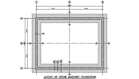 Stone Masonry Foundation Layout Plan Autocad Drawing Dwg File Cadbull