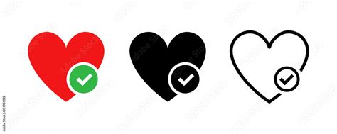 Heart With Check Mark Vector Isolated Signs Healthcare Vector