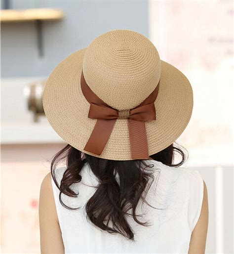 Women Floppy Sun Beach Straw Hats Wide Brim Packable Summer Cap Ebay