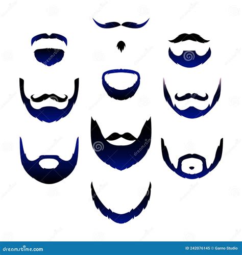 Moustaches And Beards Silhouettes Icons Cartoon Vector Cartoondealer