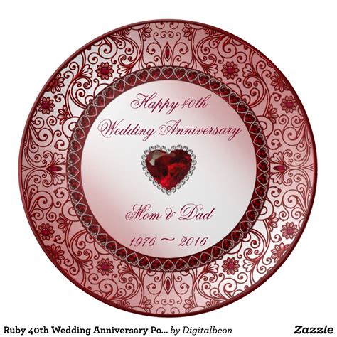 Ruby 40th Wedding Anniversary Porcelain Plate Zazzle 40th Wedding