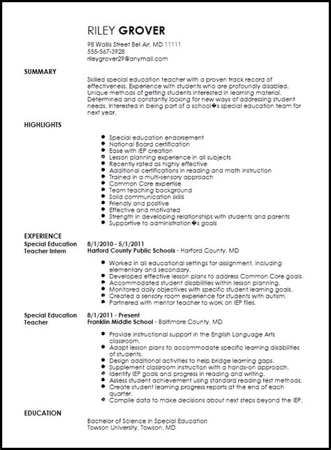 Special Education Teacher Resume Template Resume Now