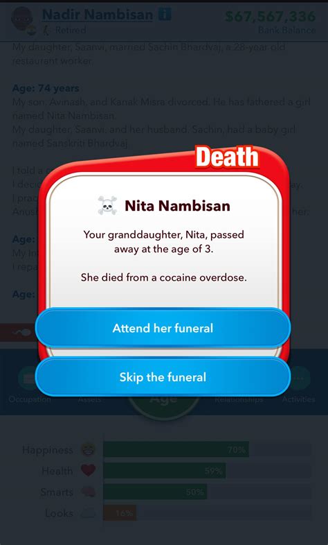 She must’ve found my hidden stash : r/BitLifeApp