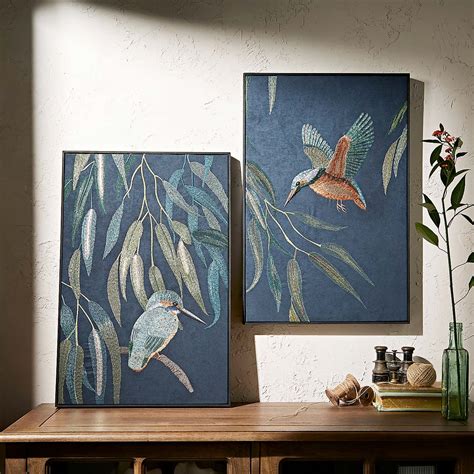 Set Of 3 Kingfisher Canvas 40cm X 60cm Dunelm