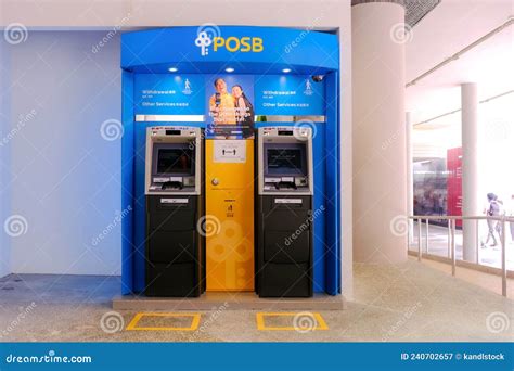 Singapore Straight Front View Angle Of Standalone Posb Bank Atm