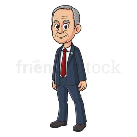 Cartoon Benjamin Netanyahu Vector Clip Art Illustration - FriendlyStock