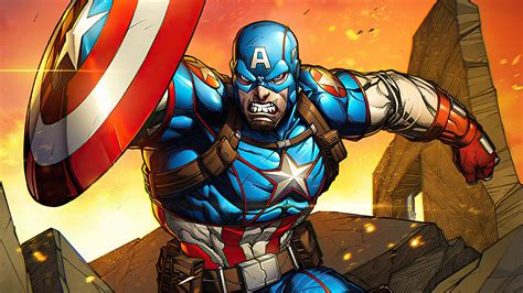 Download Comic Captain America HD Wallpaper by Álvaro Jiménez