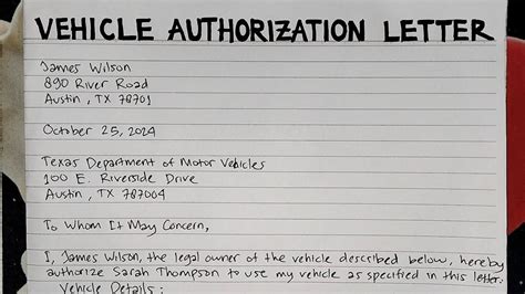 How To Write An Authorization Letter For A Vehicle Step By Step Guide