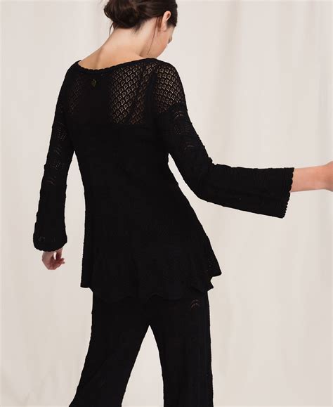 Lace Stitch Jumper Woman Black Twinset Milano