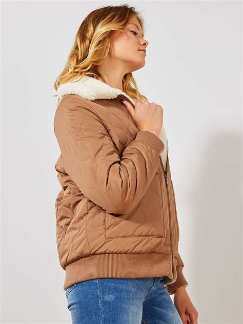 Doudoune en sherpa réversible blanc cassé beige Kiabi 35 00