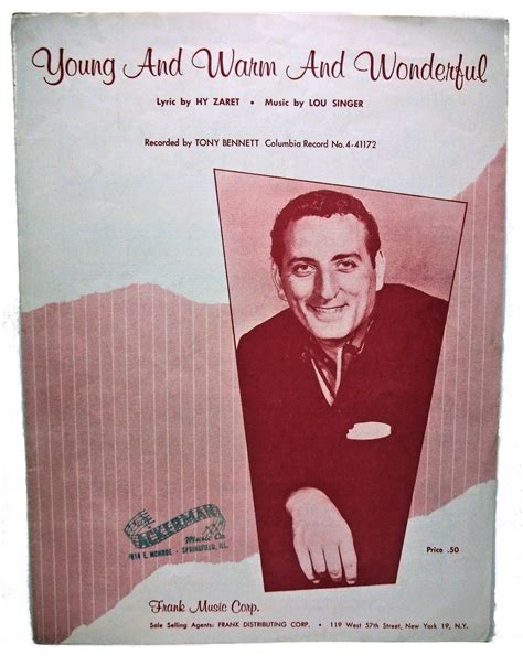 Young And Warm And Wonderful Recorded By Tony Bennett Sheet Music By Lyric By Hy Zaret Music