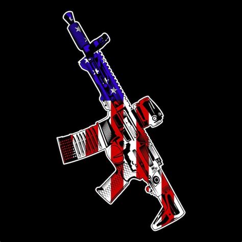 Premium Vector | American flag with AK 47