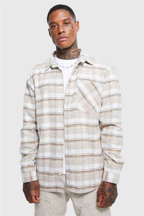 Oversized Check Overshirt Boohoo