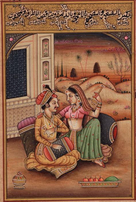 Mughal Harem Miniature Painting Handmade Rare Moghul Indian Romance Decor Art