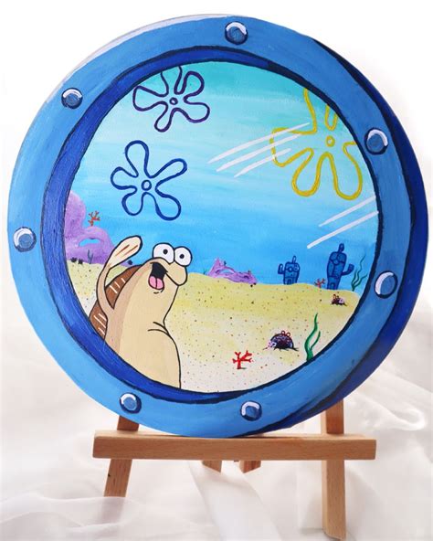 Spongebob Porthole Diy Canvas Art Diy Canvas Art Painting Small