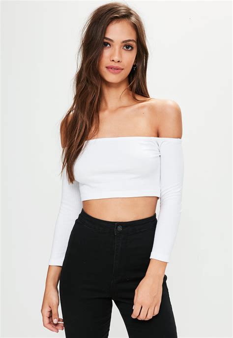 Lyst Missguided Petite White Ribbed Crop Top In White