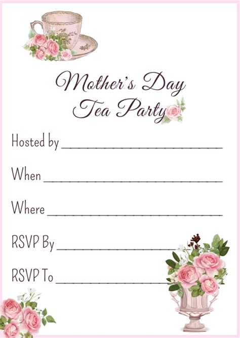 Mother S Day Fill In Tea Party Invitation Template Postermywall