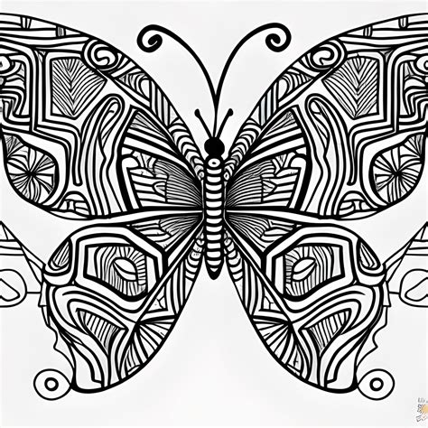 Zentangle Butterfly Illustration Coloring Page · Creative Fabrica