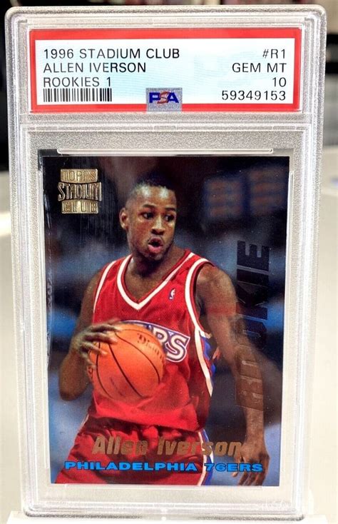 Allen Iverson Rc Stadium Club Rookie Card R Psa Ers G Rc