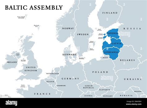 Baltic Assembly Ba Member States Political Map Regional Organization