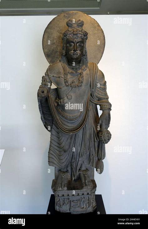 Standing Bodhisattva Gandhara C Rd Century Ad Gray Schist Stock