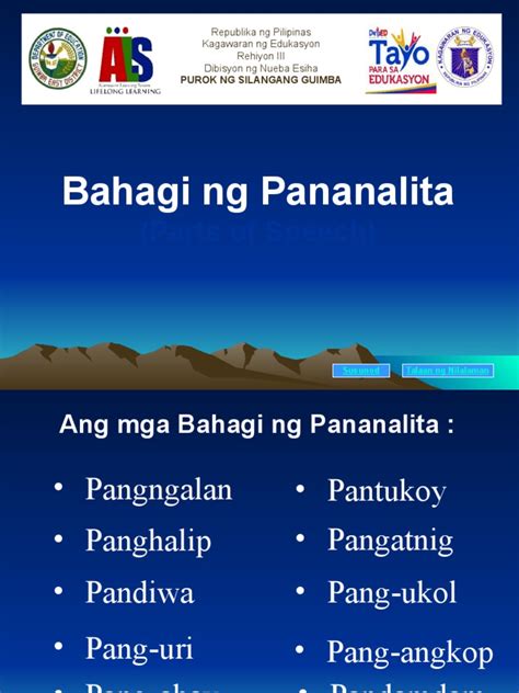 Bahagi Ng Pananalita Parts Of Speech