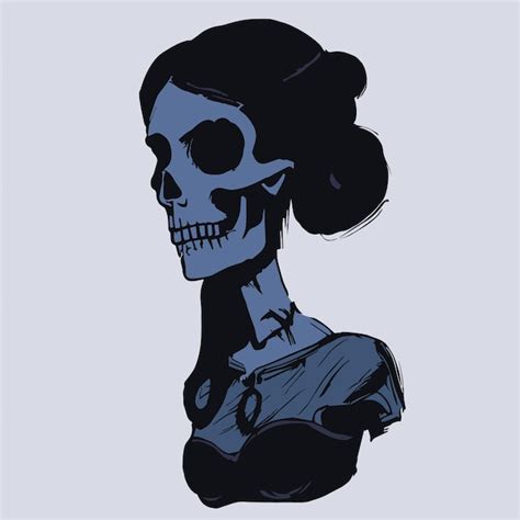 Premium Vector | Female skull and crossbones hand drawn vector colored ...