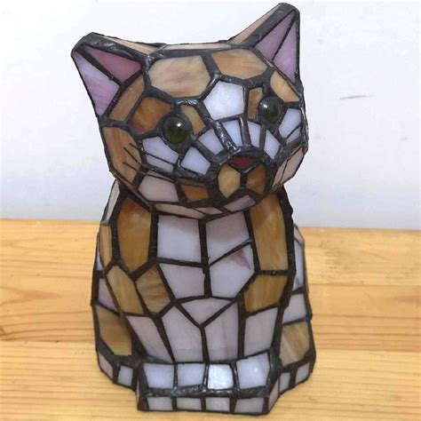 Amber Stained Glass Cat Lamp Foter