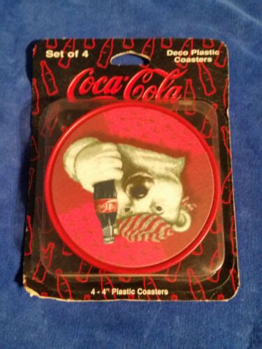 New 1996 The Coca Cola Company Deco Plastic Coasters 4 Polar Bear Ebay