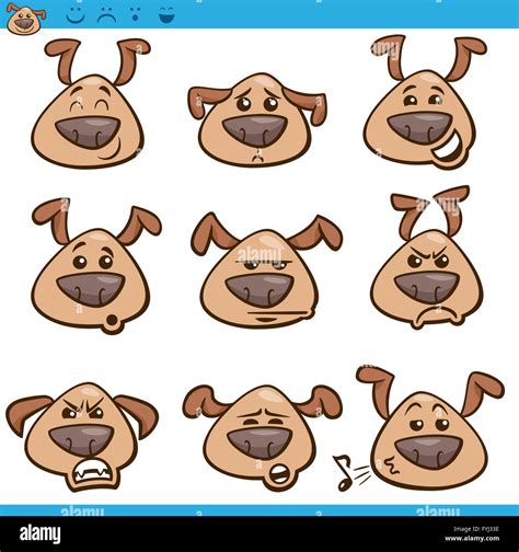 Dog Emoticons Cartoon Illustration Set Stock Photo Alamy