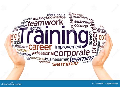 Training Word Cloud Hand Sphere Concept Stock Illustration