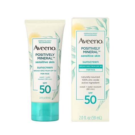 Aveeno Positively Mineral Sensitive Sunscreen SPF 50 | 2 Ounce | MerryDerma Pakistan