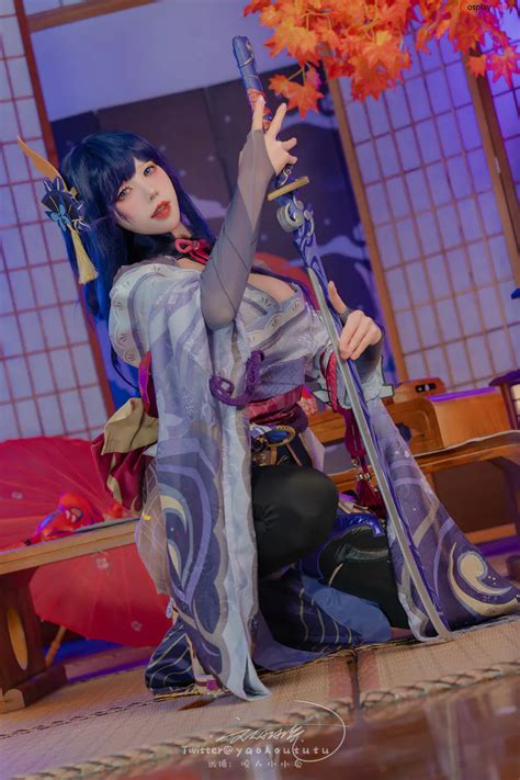 Ovo Yaokoututu Cosplay Raiden Shogun Genshin Impact Photos