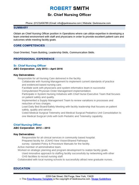 Sr. Chief Nursing Officer Resume | Download Free PDF | Nursing | Health ...