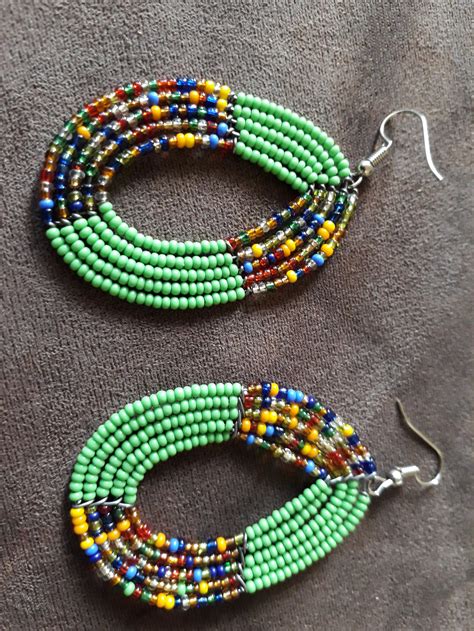 Maasai African Earrings Zulu Earring Black Beaded Earrings Etsy