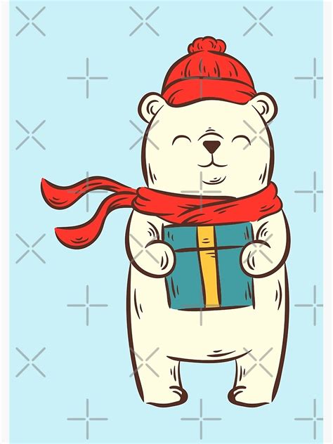 Cute Christmas Polar Bear Poster For Sale By Animster Redbubble