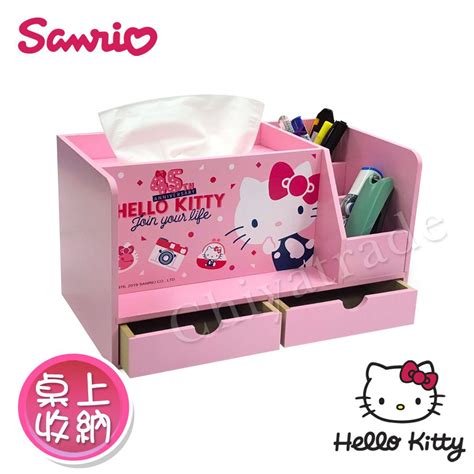 Hello Kitty 凱蒂貓 多功能兩抽盒筆筒 衛生紙盒 收納盒 桌上收納 文具收納正版授權 Pchome 24h購物