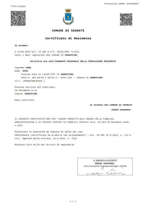 Certificato Di Residenza Online